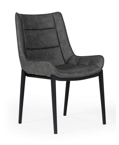 Gray Faux Leather Dining Chairs - Set of 2