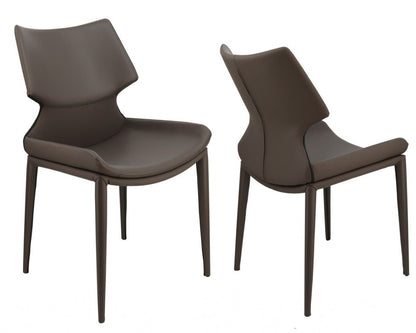 Gray Faux Leather Wrapped Dining Chairs - Set of 2