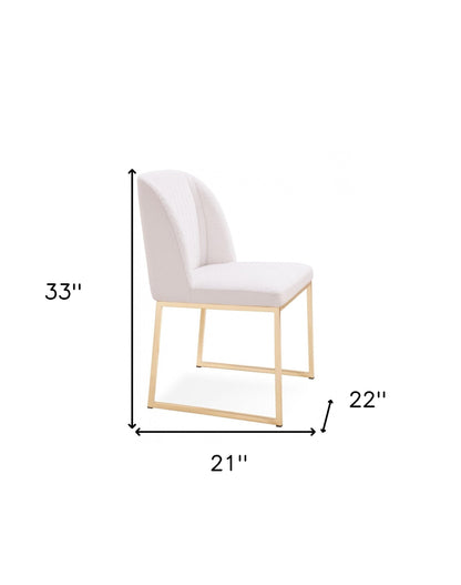 White Gold  Faux Leather Fabric Dining Chairs - Set of 2