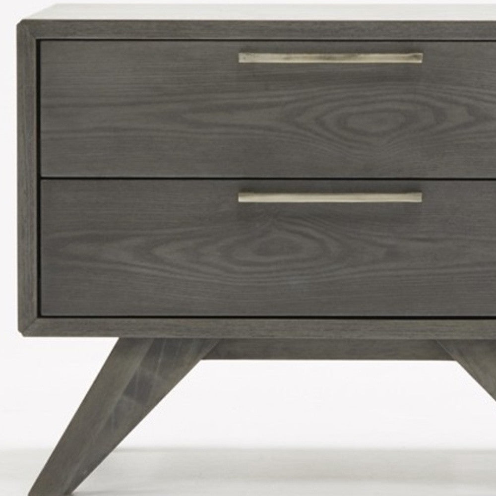 Modern Gray Wash Nightstand w/ 2 Drawers
