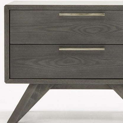 Modern Gray Wash Nightstand w/ 2 Drawers