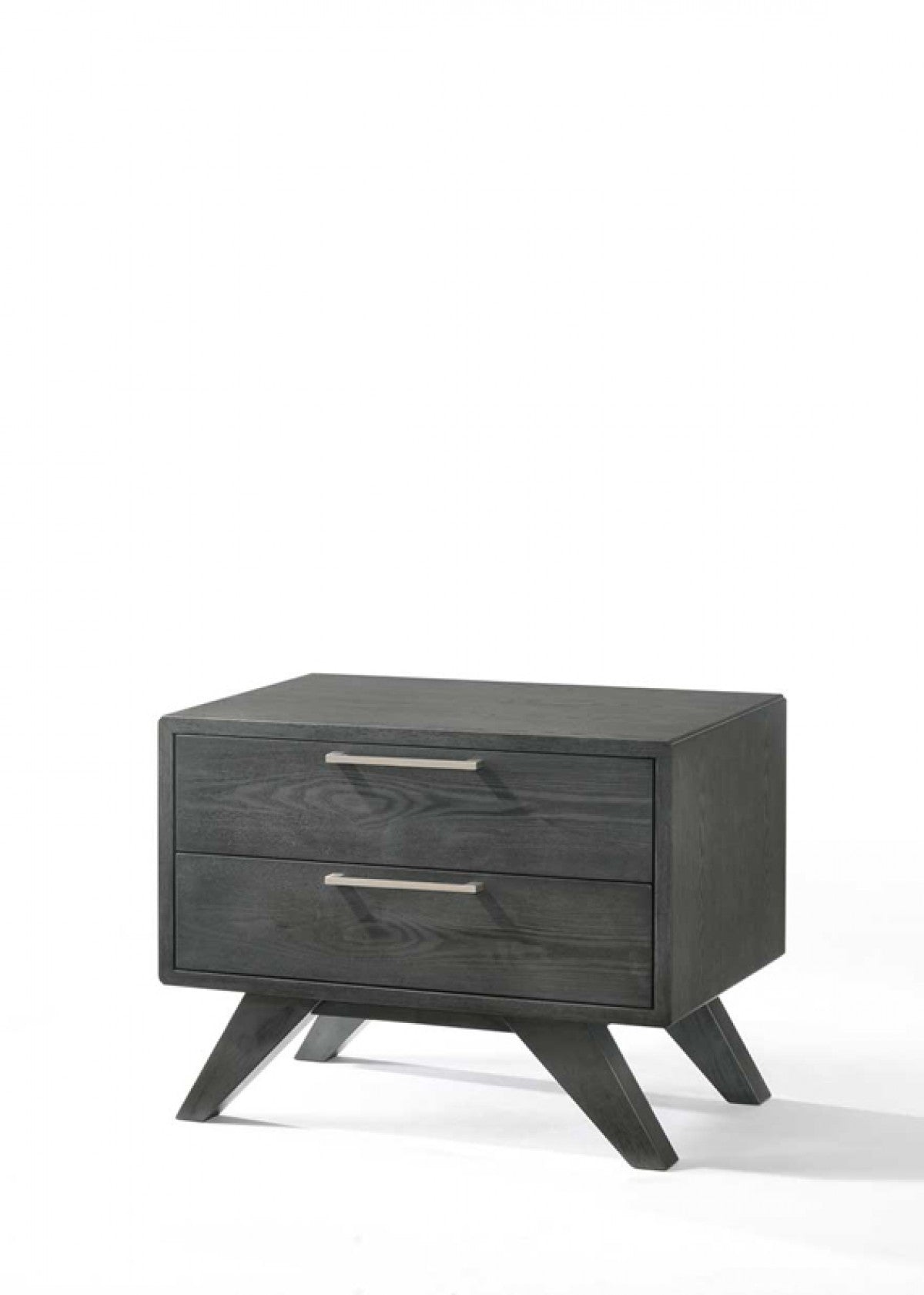 Modern Gray Wash Nightstand w/ 2 Drawers