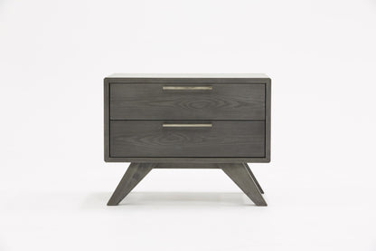 Modern Gray Wash Nightstand w/ 2 Drawers
