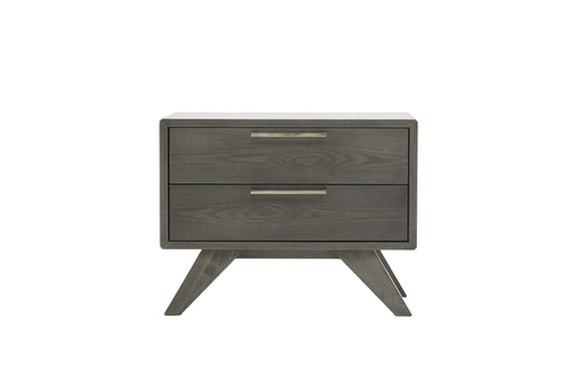 Modern Gray Wash Nightstand w/ 2 Drawers