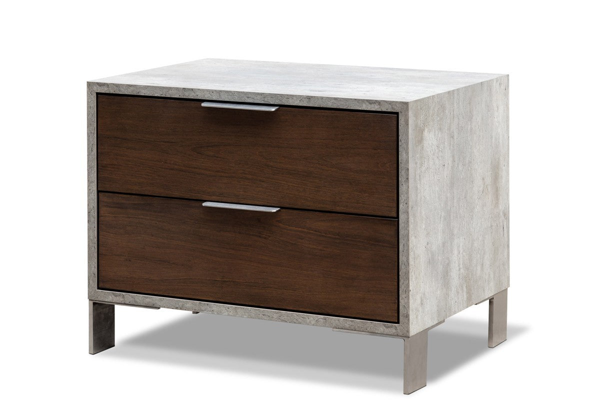 Modern Dark Walnut & Concrete Nightstand