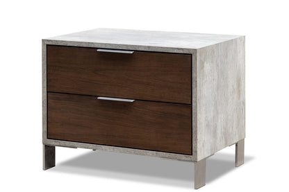 Modern Dark Walnut & Concrete Nightstand