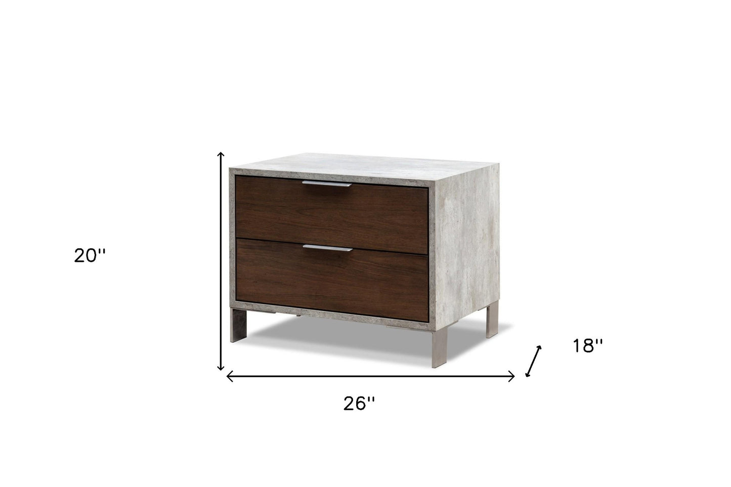 Modern Dark Walnut & Concrete Nightstand