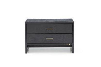 Modern Dark Gray Ash Nightstand w/ 2 Drawers