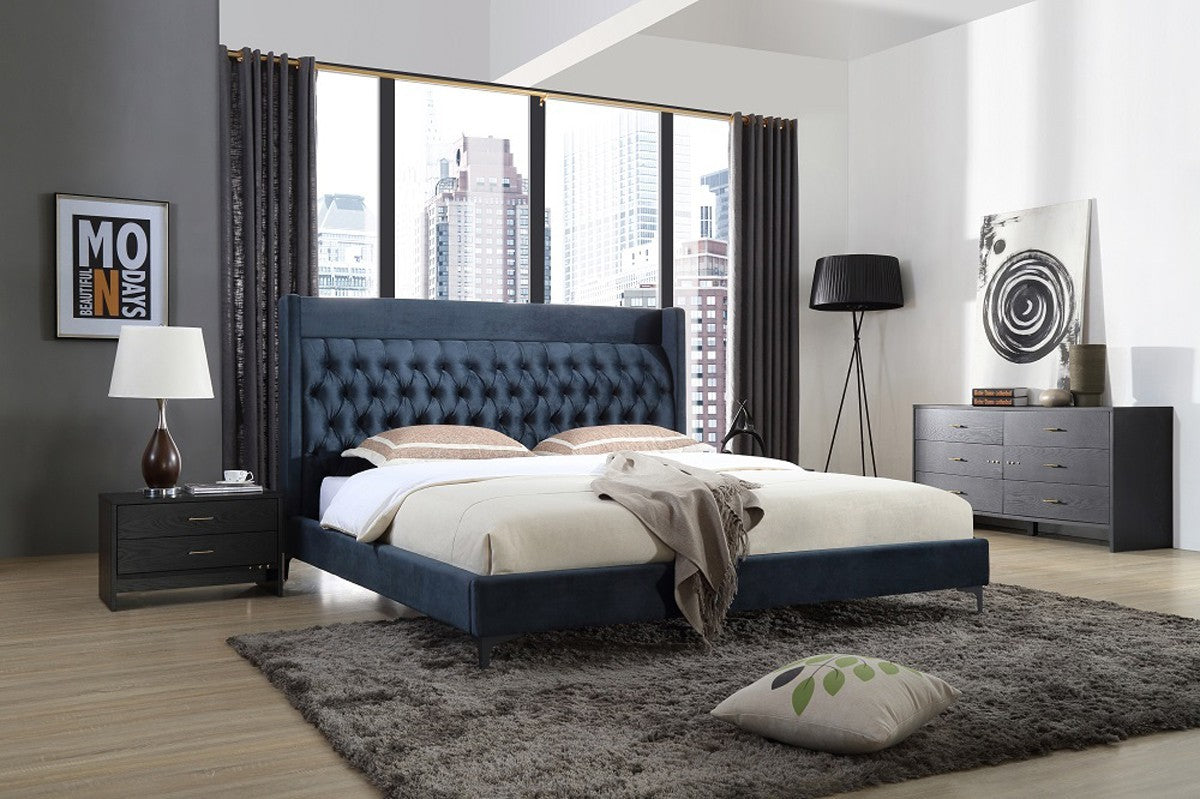 Modern Dark Gray Ash Nightstand w/ 2 Drawers