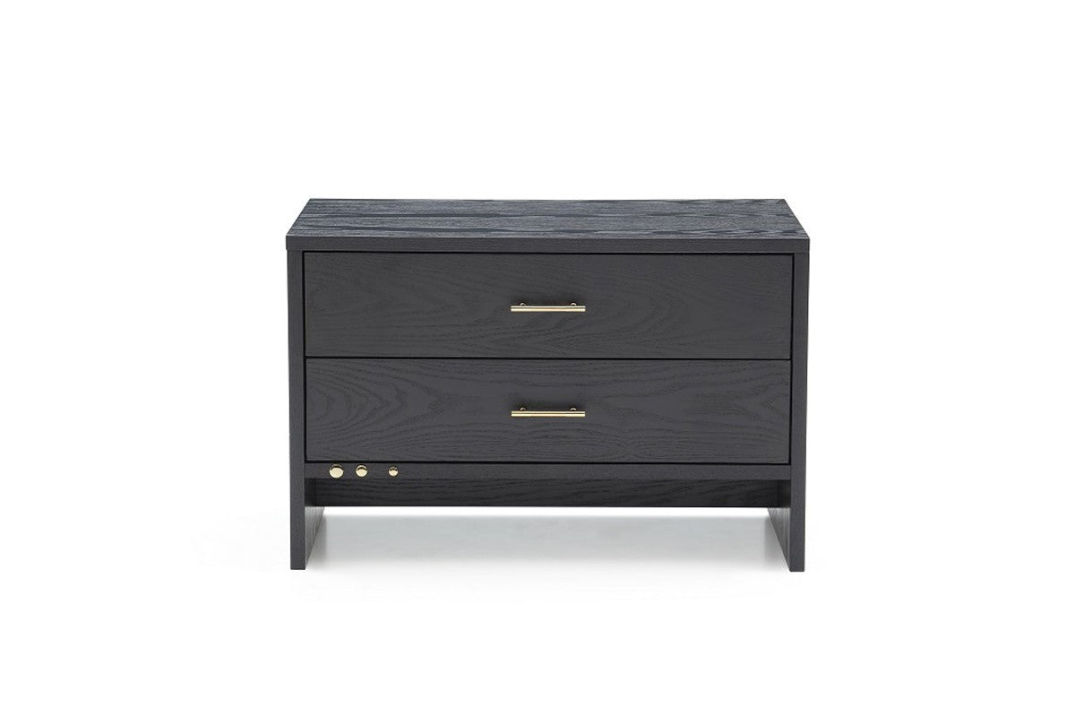 Modern Dark Gray Ash Nightstand w/ 2 Drawers