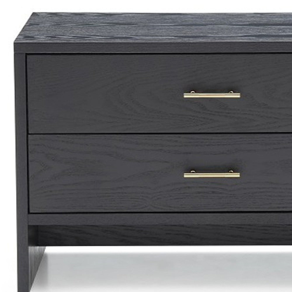 Modern Dark Gray Ash Nightstand w/ 2 Drawers