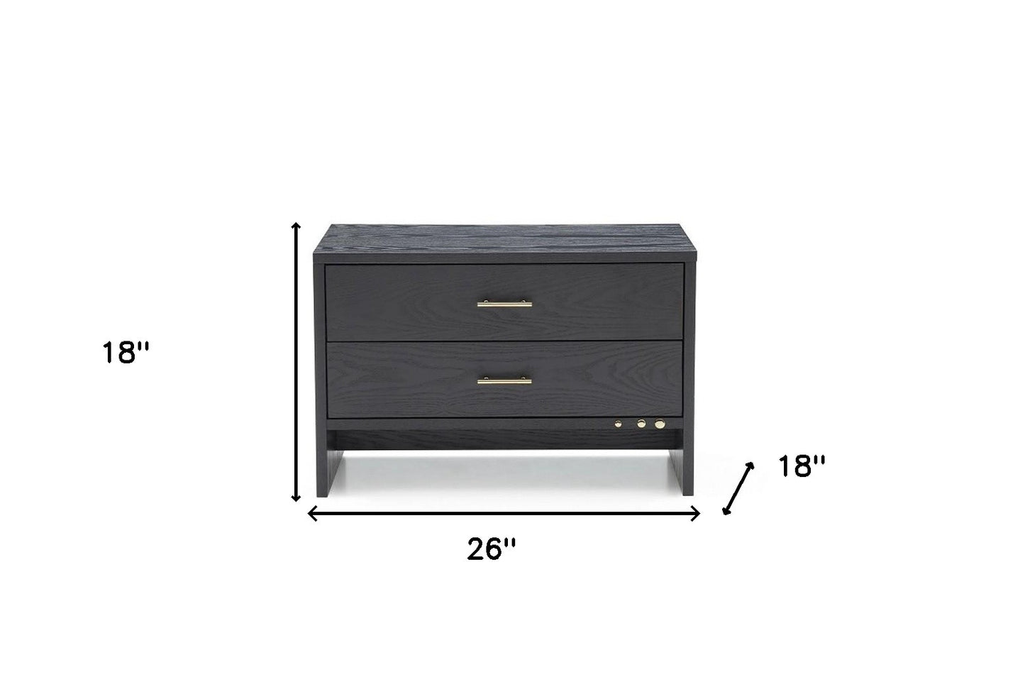 Modern Dark Gray Ash Nightstand w/ 2 Drawers