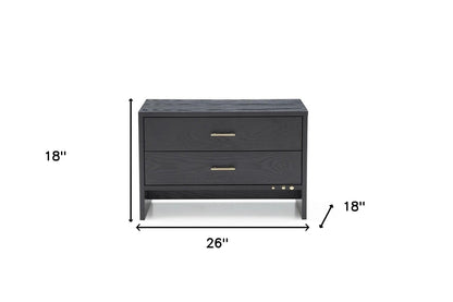 Modern Dark Gray Ash Nightstand w/ 2 Drawers