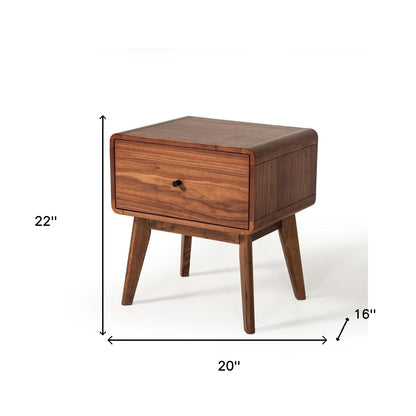 Mid Century Walnut Nightstand w/ Drawer