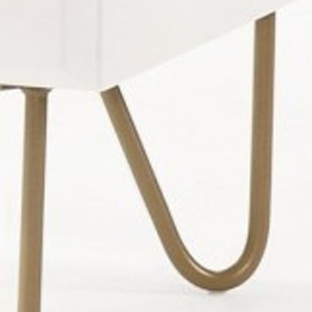 Contemporary White & Gold Nightstand w/ 2 Drawers