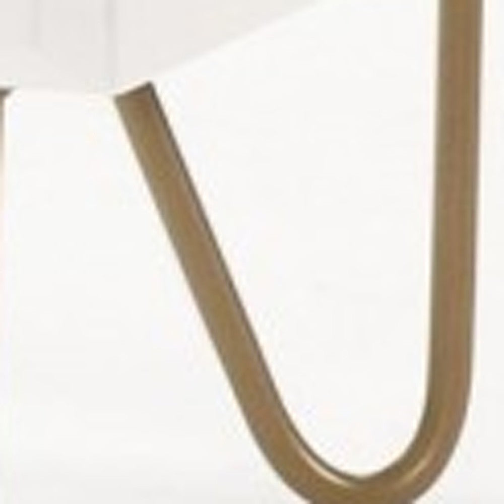 Contemporary White & Gold Nightstand w/ 2 Drawers