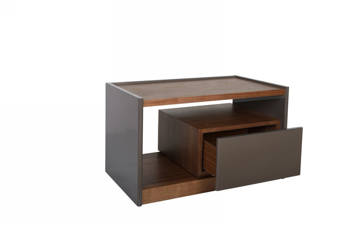 Modern Walnut Nightstand w/ Drawer Box