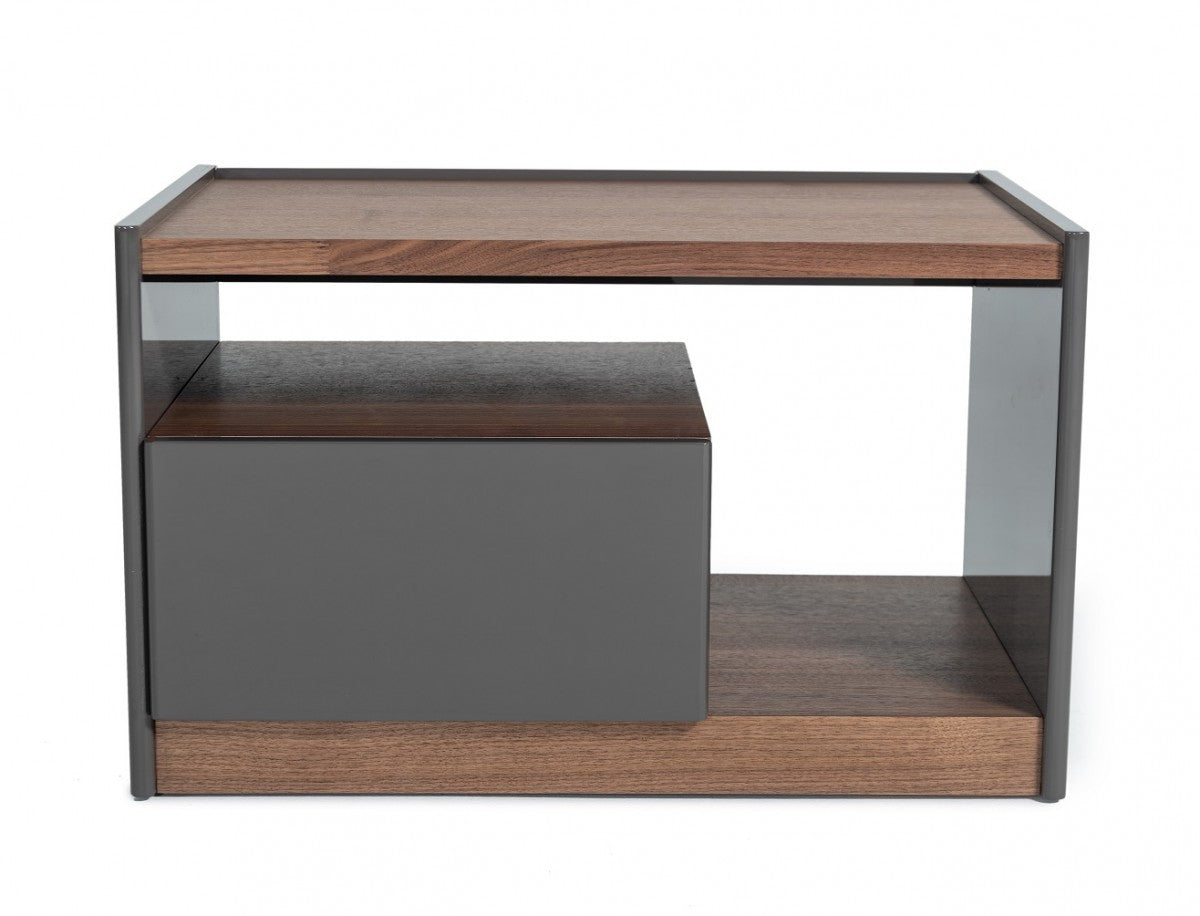 Modern Walnut Nightstand w/ Drawer Box
