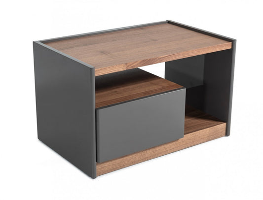 Modern Walnut Nightstand w/ Drawer Box