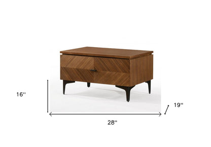 Mid Century Walnut Nightstand w/ 2 Drawers