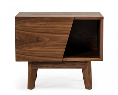 Mid Century Walnut Light Brown Nightstand