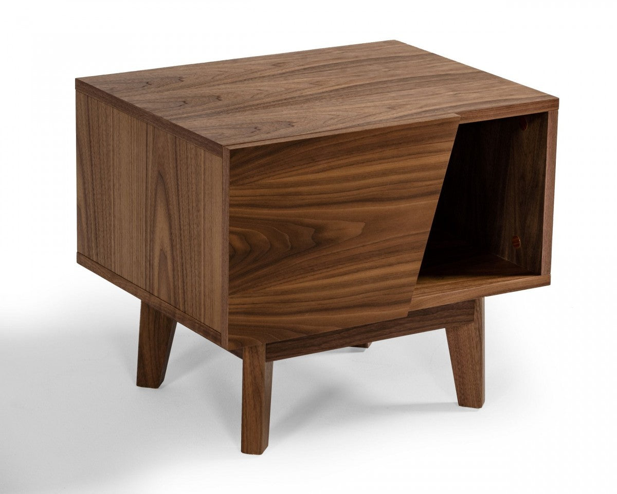 Mid Century Walnut Light Brown Nightstand