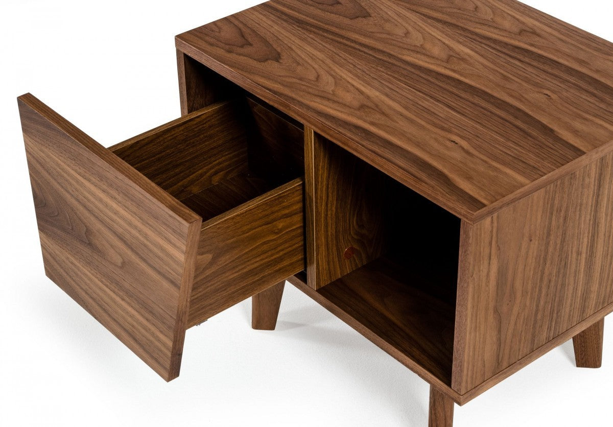 Mid Century Walnut Light Brown Nightstand