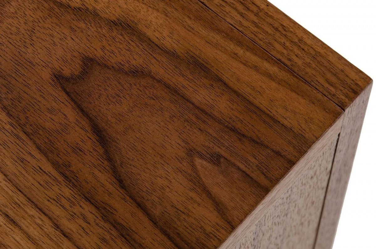 Mid Century Walnut Light Brown Nightstand