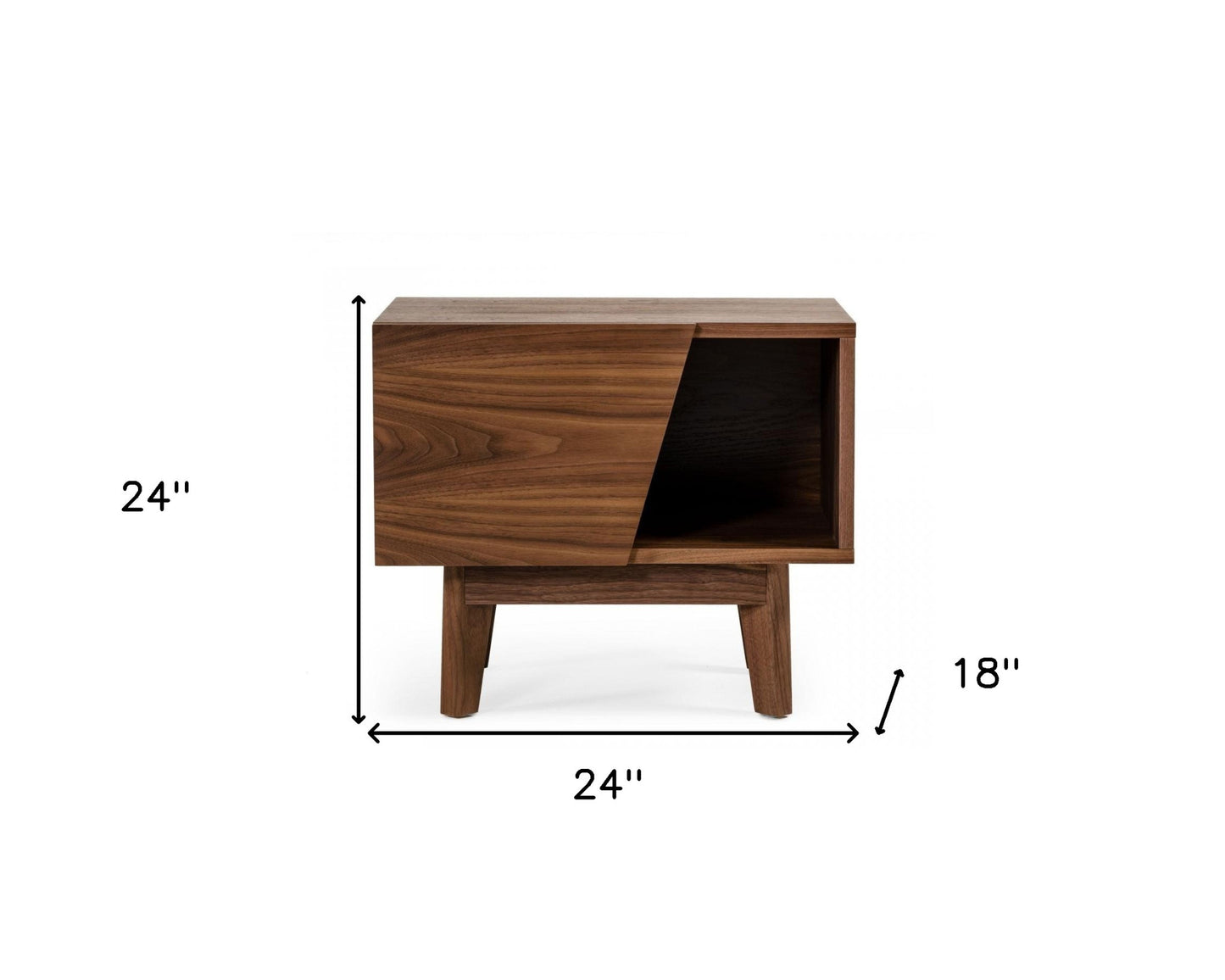 Mid Century Walnut Light Brown Nightstand