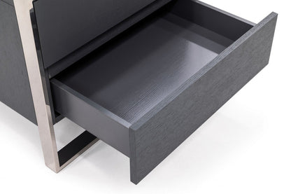 Modern Gray & Stainless Steel Nightstand