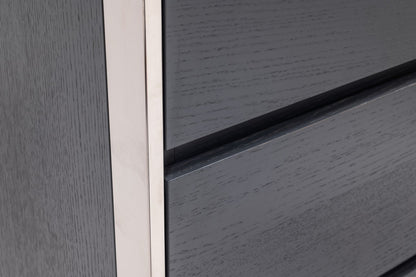 Modern Gray & Stainless Steel Nightstand