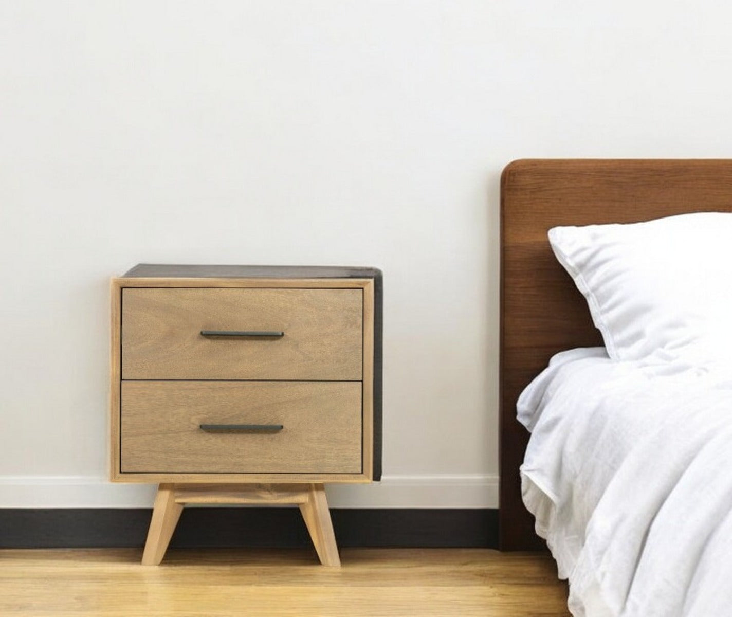 Natural Light Mocha Contemporary Nightstand