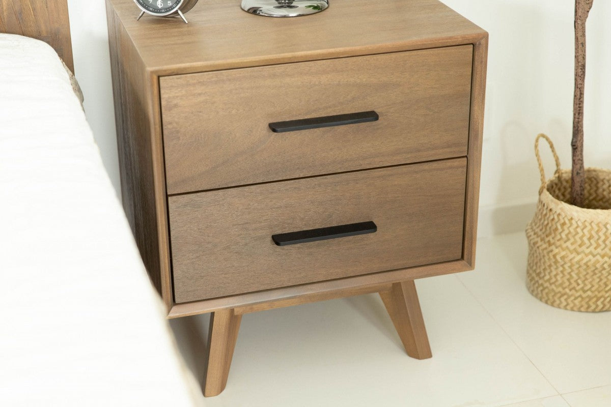Natural Light Mocha Contemporary Nightstand