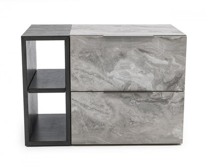 Contempo Gray Faux Marble Nightstand