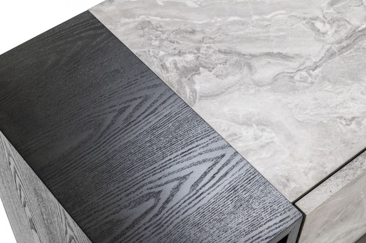 Contempo Gray Faux Marble Nightstand