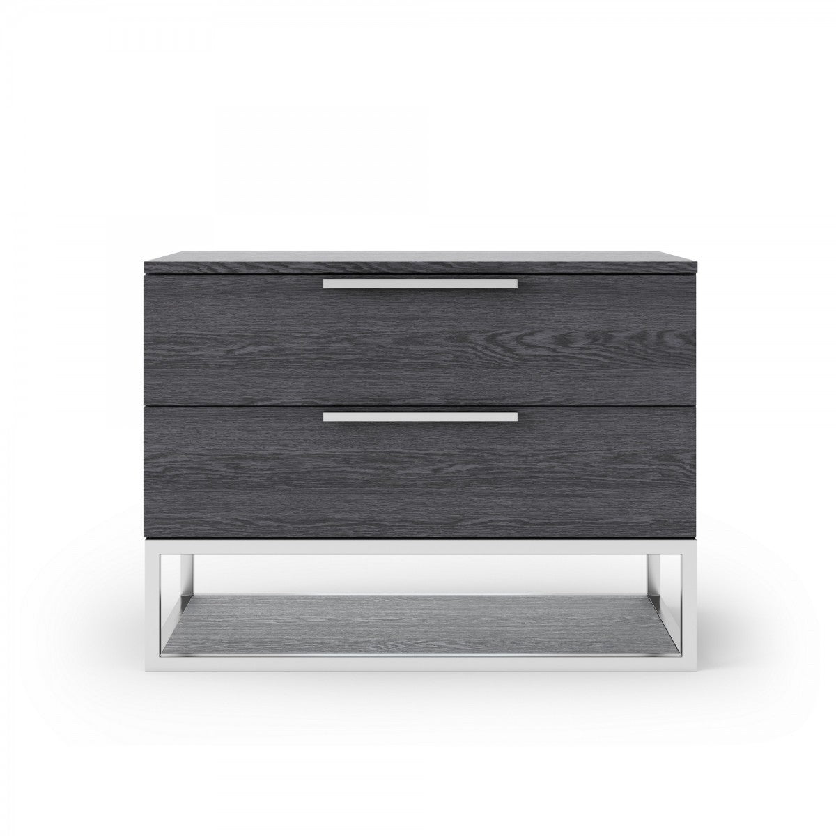 Gray 2 Drawer Solid Wood Nightstand