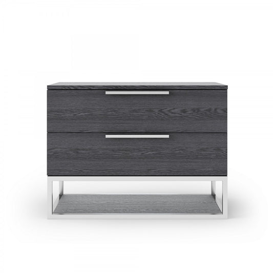 Gray 2 Drawer Solid Wood Nightstand