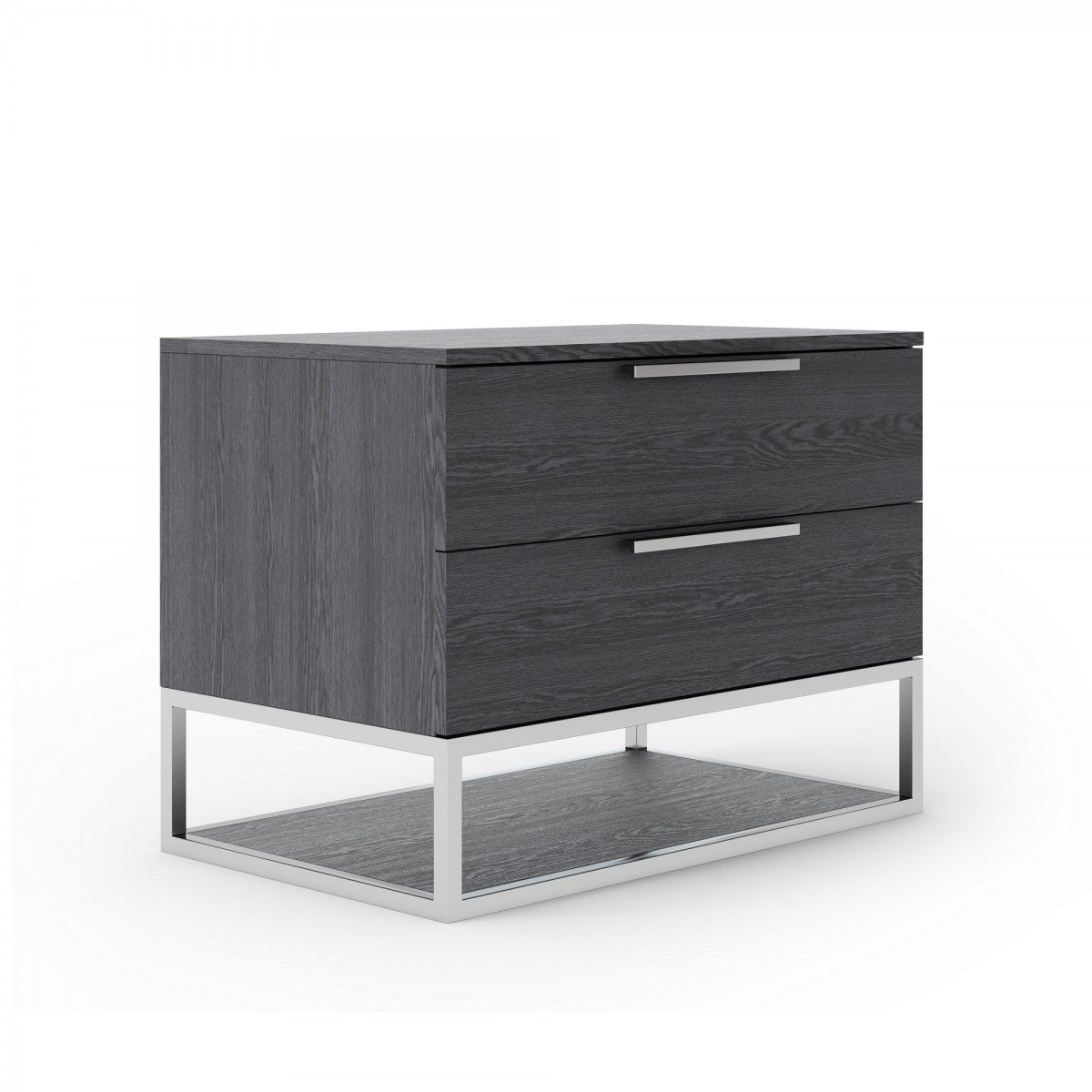 Gray 2 Drawer Solid Wood Nightstand