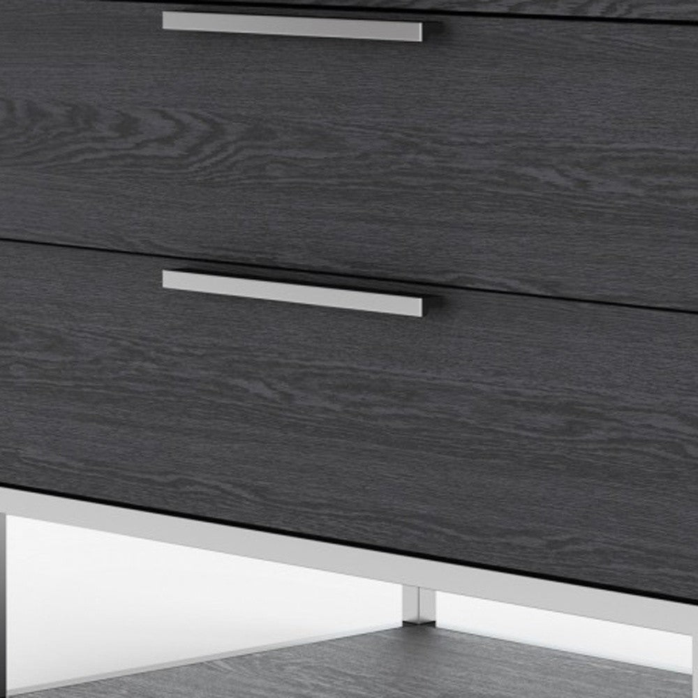 Gray 2 Drawer Solid Wood Nightstand