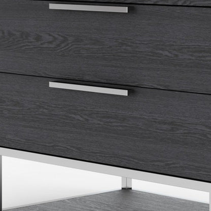 Gray 2 Drawer Solid Wood Nightstand