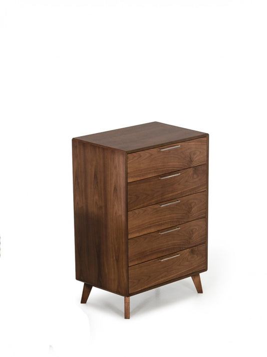 Walnut Solid Wood Five Drawer Chest image 2