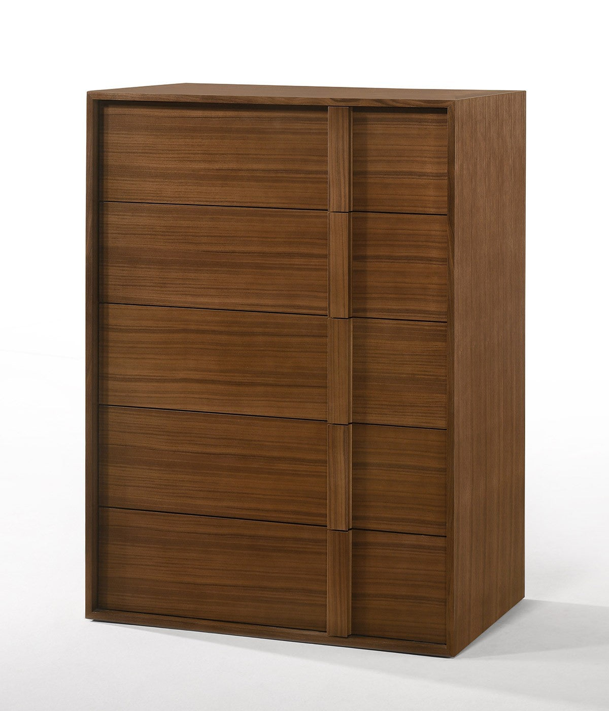 Walnut Brown Wood Contemporary Five Drawer Dresser image 3
