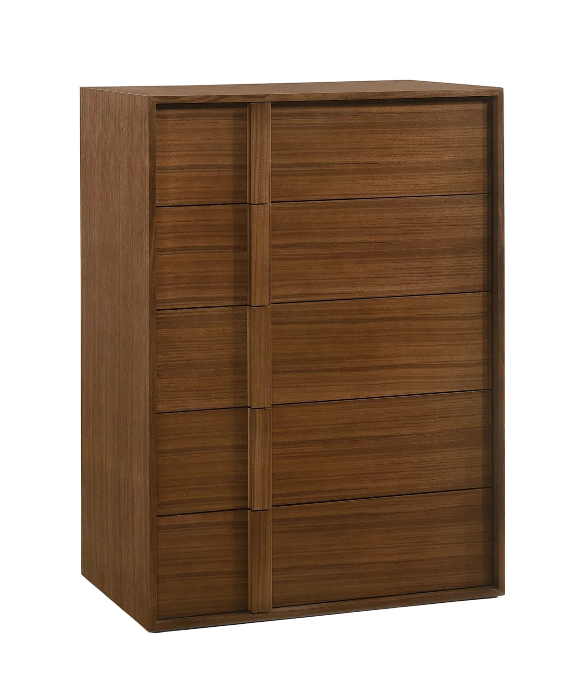 Walnut Brown Wood Contemporary Five Drawer Dresser image 2