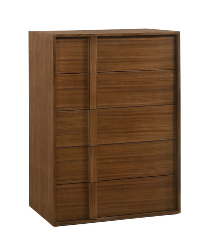 Walnut Brown Wood Contemporary Five Drawer Dresser image 2