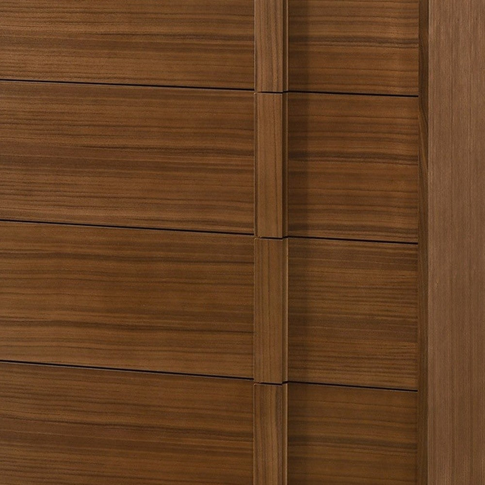 Walnut Brown Wood Contemporary Five Drawer Dresser image 5