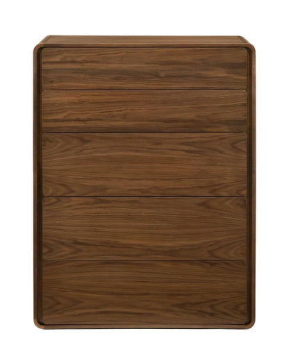 Walnut Solid Wood Five Drawer Chest image 2