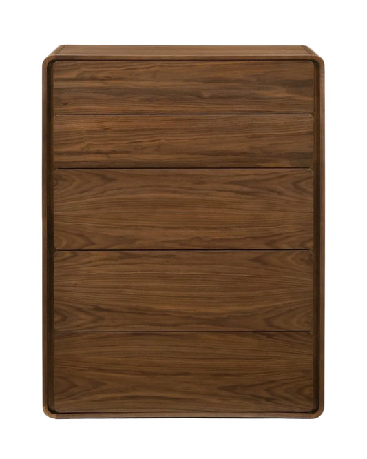 Walnut Solid Wood Five Drawer Chest image 2
