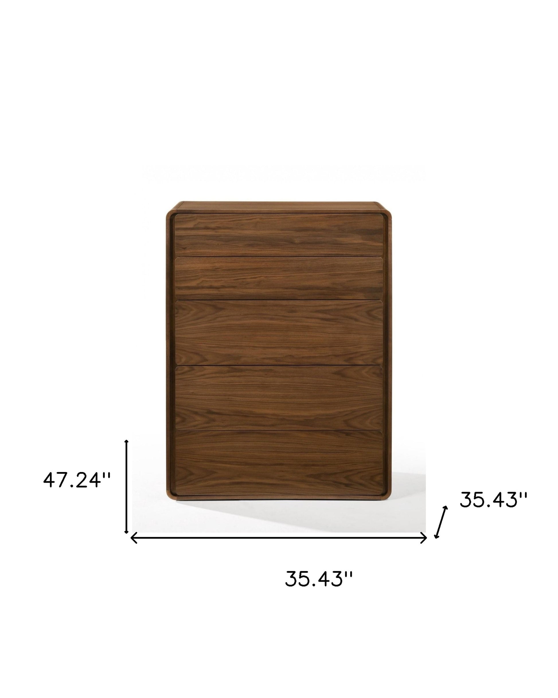 Walnut Solid Wood Five Drawer Chest image 5