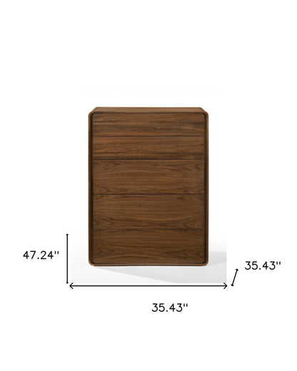 Walnut Solid Wood Five Drawer Chest image 5