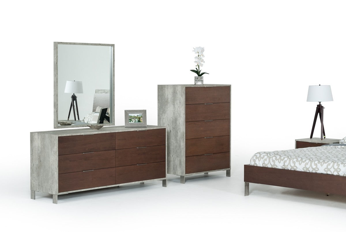 Silver Iron Drawer Combo Dresser